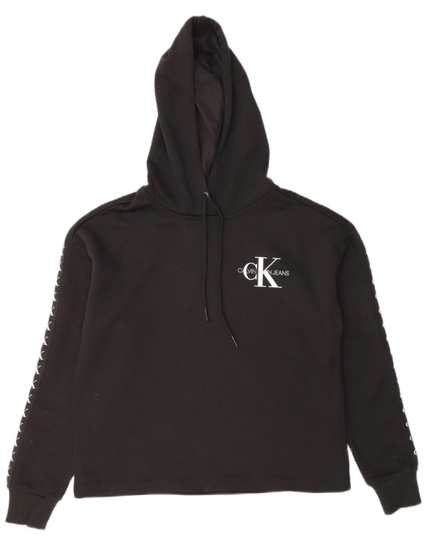 Calvin Klein Jeans - Sudadera con capucha para mujer, diseño gráfico, talla grande, talla 6, XS, color negro