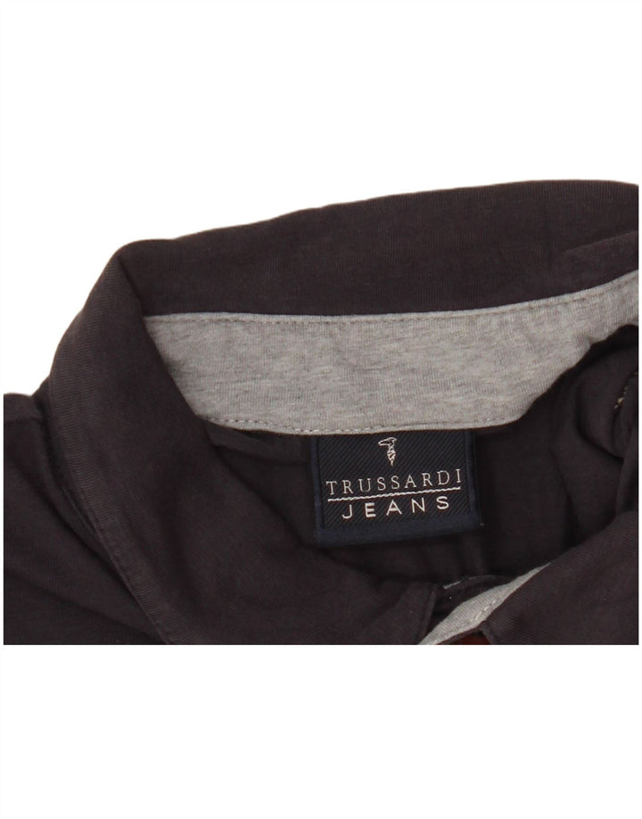 TRUSSARDI JEANS Polo para hombre grande azul marino algodón