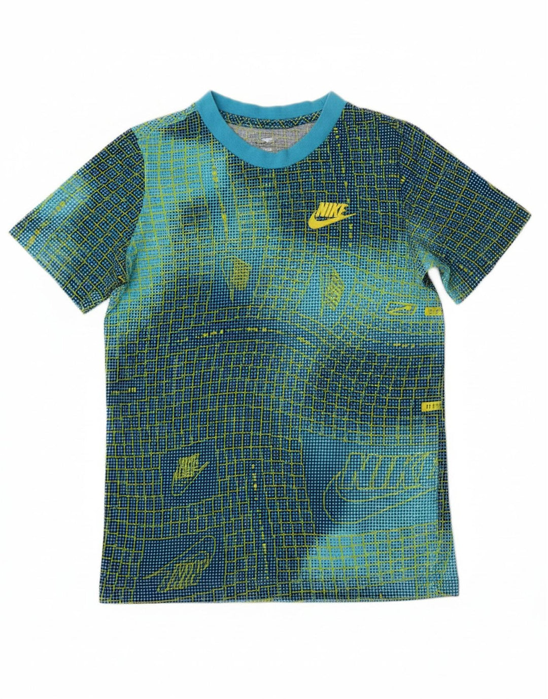 NIKE Boys Abstract Pattern Graphic T-Shirt Top 10-11 Years Medium Blue