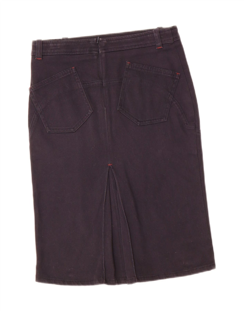 ARMANI Womens Straight Skirt IT 40 Small W26  Navy Blue Cotton Vintage Armani and Second-Hand Armani from Messina Hembry 