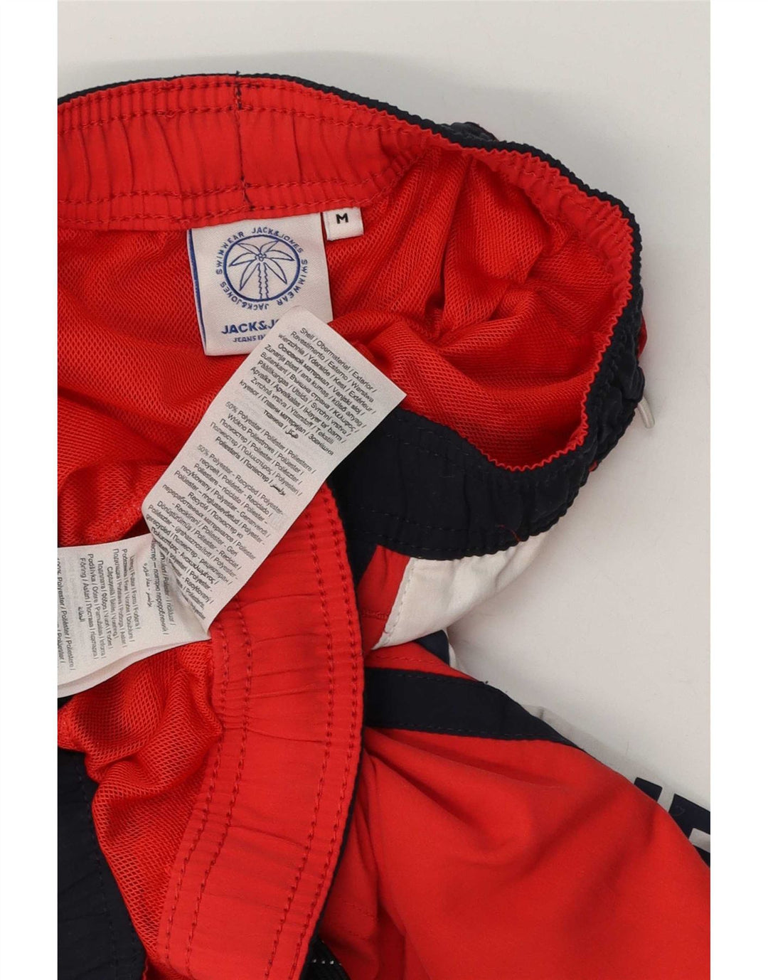 Jack & Jones Hombre Shorts De Bañador Gráfico Poliéster Color Block Medio Rojo