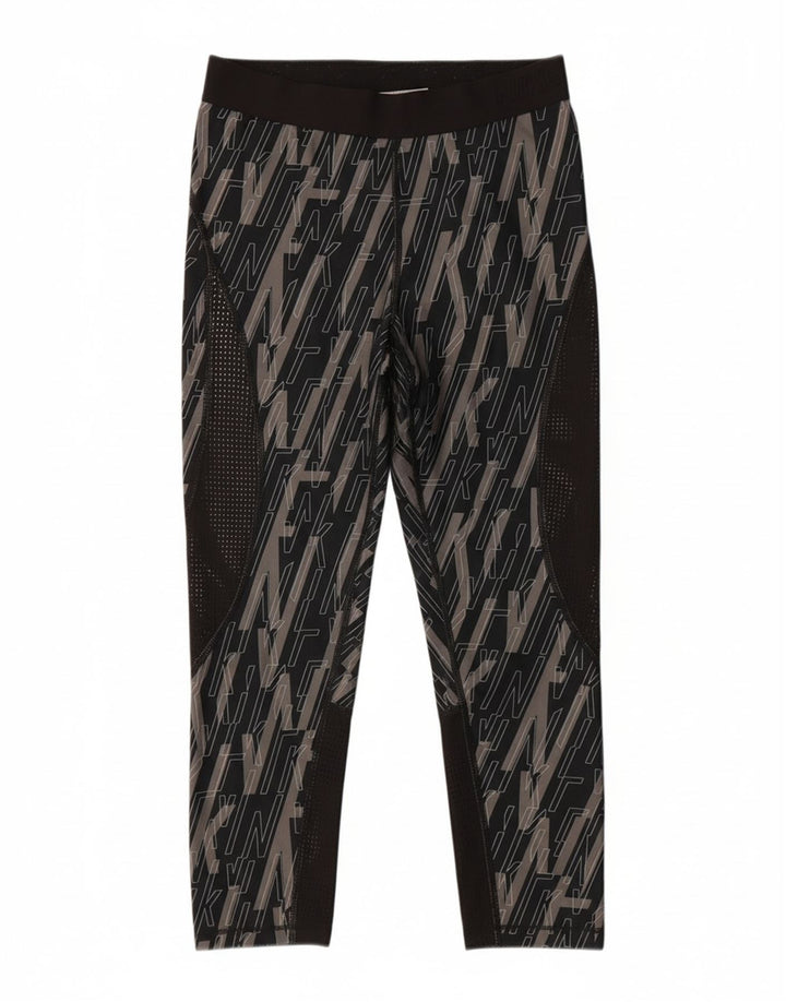 NIKE Womens Graphic Leggings UK 10 Small  Black Polyester