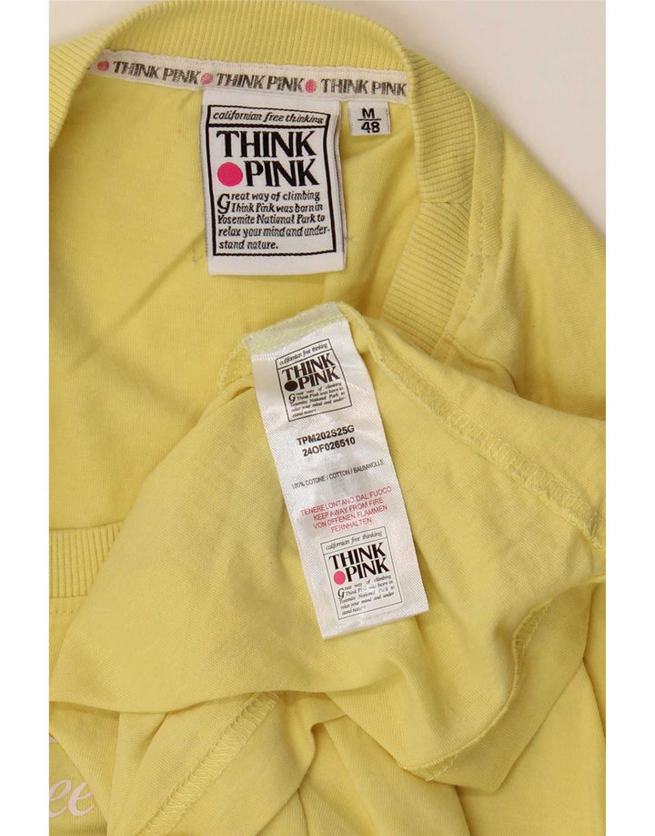 Think Pink Camiseta gráfica para hombre Top IT 48 Algodón amarillo medio