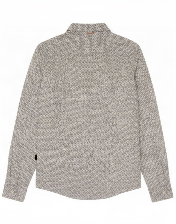 Camisas HUGO BOSS Hombre | Camisa ajustada con estampado abstracto de algodón blanco mediano