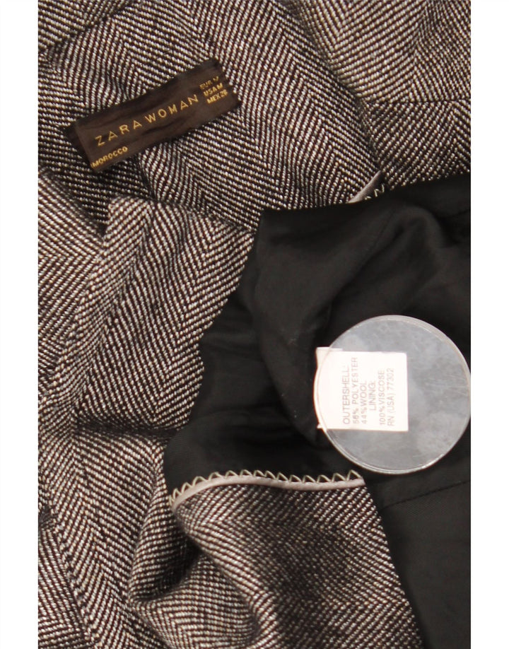 Zara Mujer Chaquetón UK 42 Poliéster en espiga gris medio