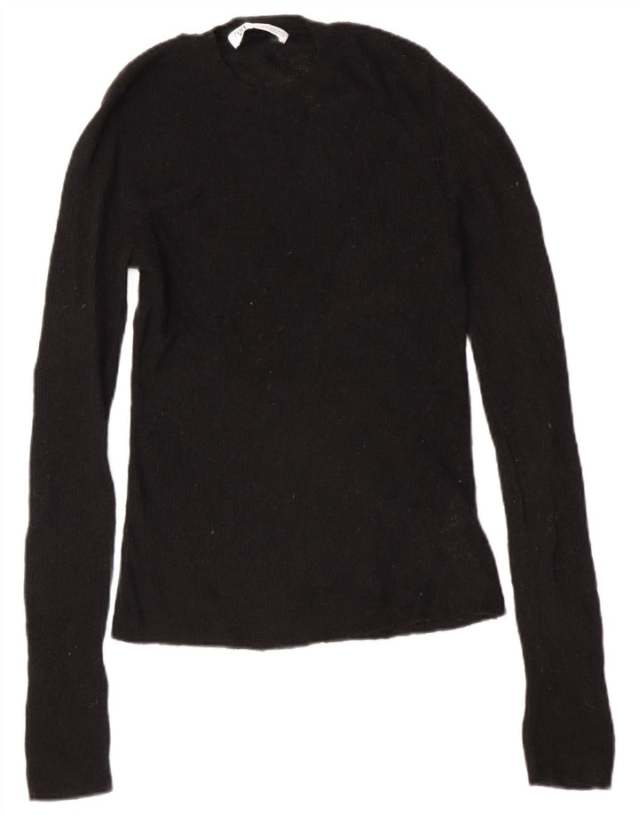 Zara - Jersey de cuello redondo para mujer, talla 40, talla M, poliamida negra