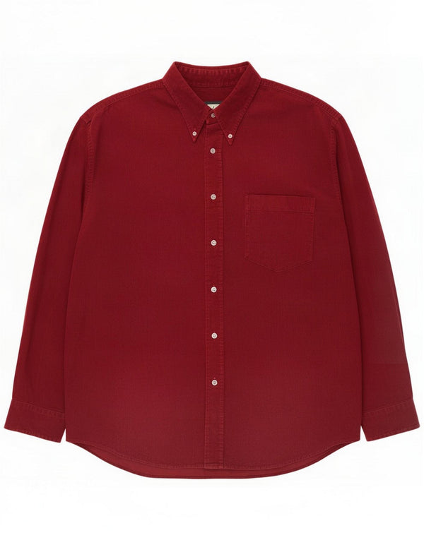 Camisa de pana vintage para hombre Algodón burdeos grande