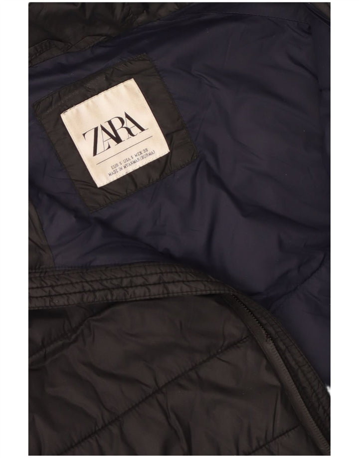 ZARA Hombre Chaqueta Acolchada Con Capucha UK 36 Small Negro