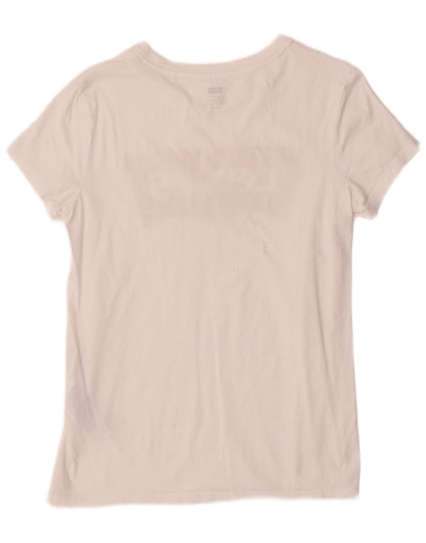 Levi's Camiseta gráfica para mujer Top UK 10 Small White Cotton
