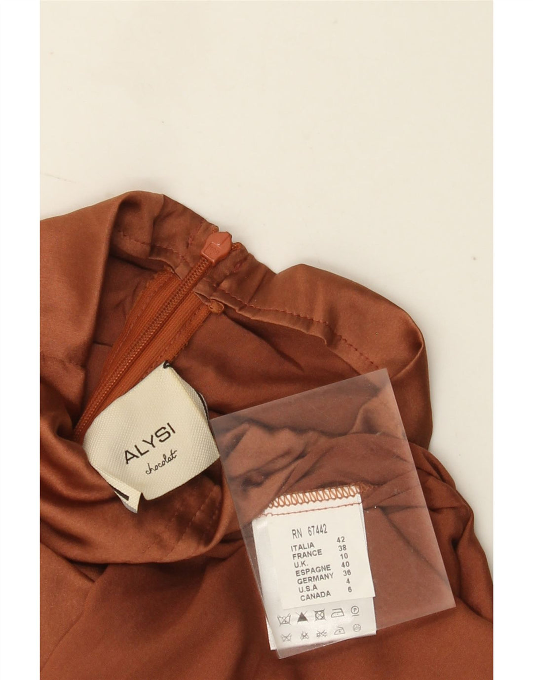 ALYSI Blusa de manga larga para mujer UK 10 Small Seda marrón