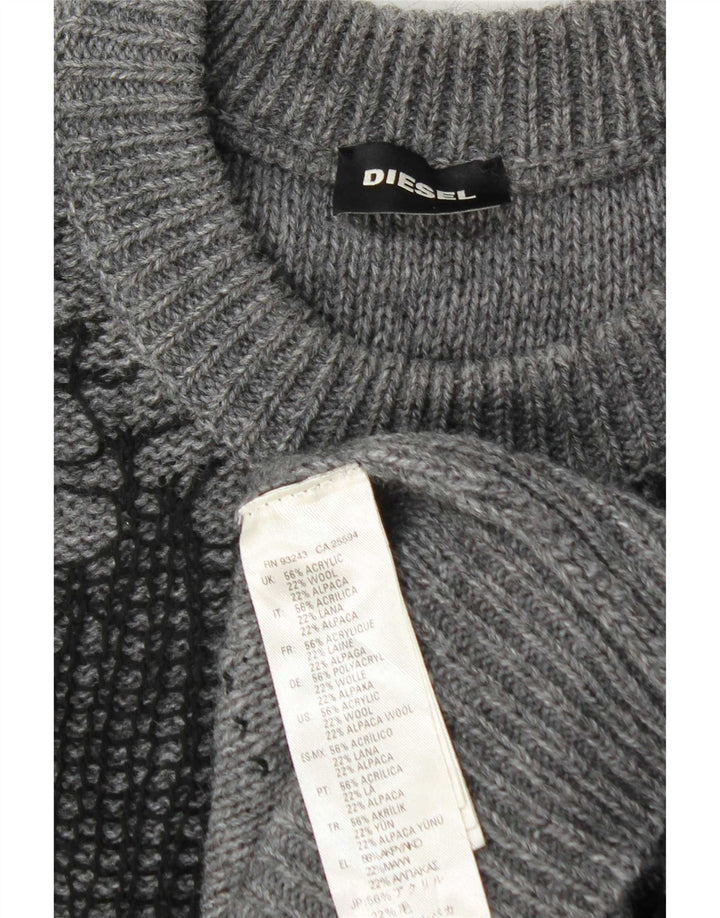 Diesel Jersey De Cuello Redondo Desgastado Para Hombre Acrílico Gris Grande