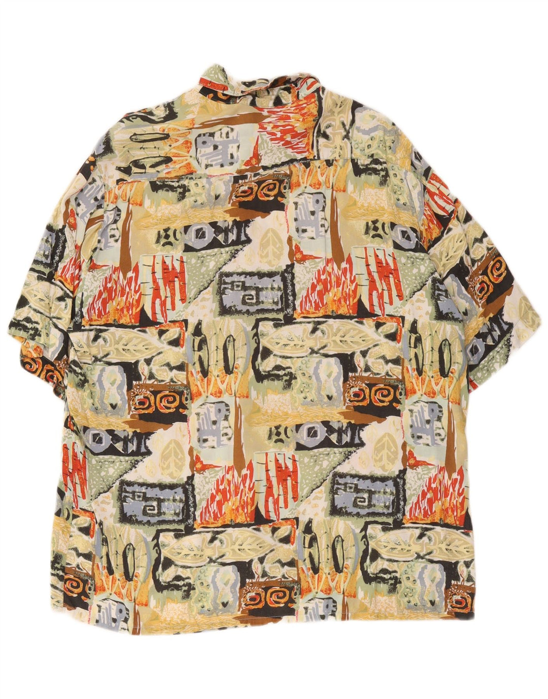 Camisa C&A Hombre De Manga Corta Grande Viscosa Geométrica Multicolor