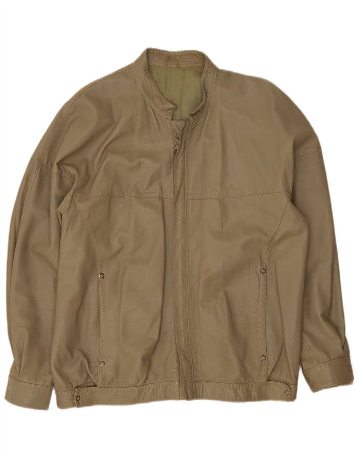 Chaqueta de cuero vintage para hombre Reino Unido 38 Caqui medio