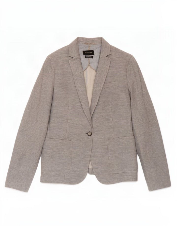 Massimo Dutti Chaqueta Blazer De 1 Botón Mujer EU 42 Grande Gris Algodón