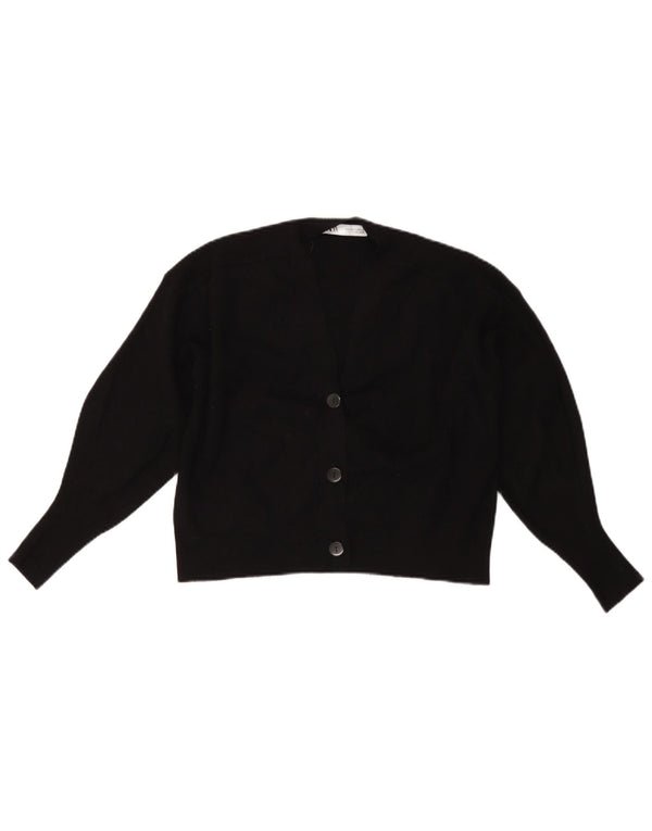 Zara Mujer Crop Suéter Cárdigan Extragrande UK 10 Small Viscosa Negra