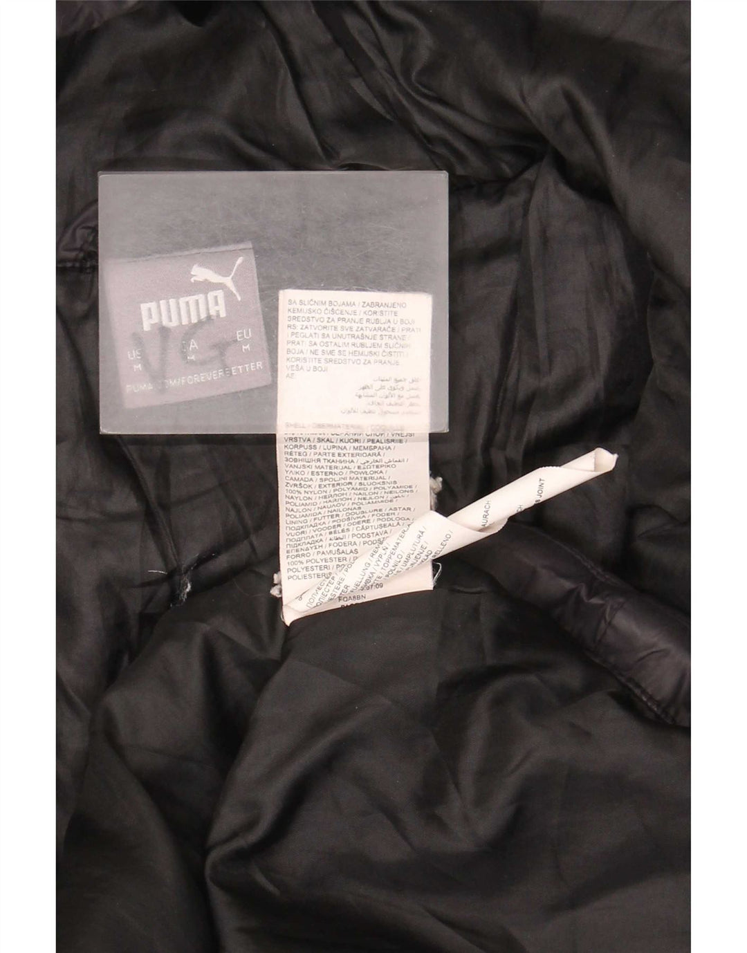 Puma Chaqueta acolchada con capucha para hombre UK 38 Medium Black Nylon
