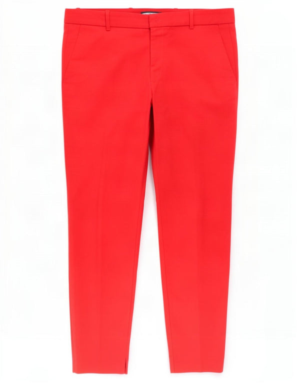 Zara Pantalón chino ajustado para mujer EU 42 Large W32 L28 Algodón rojo