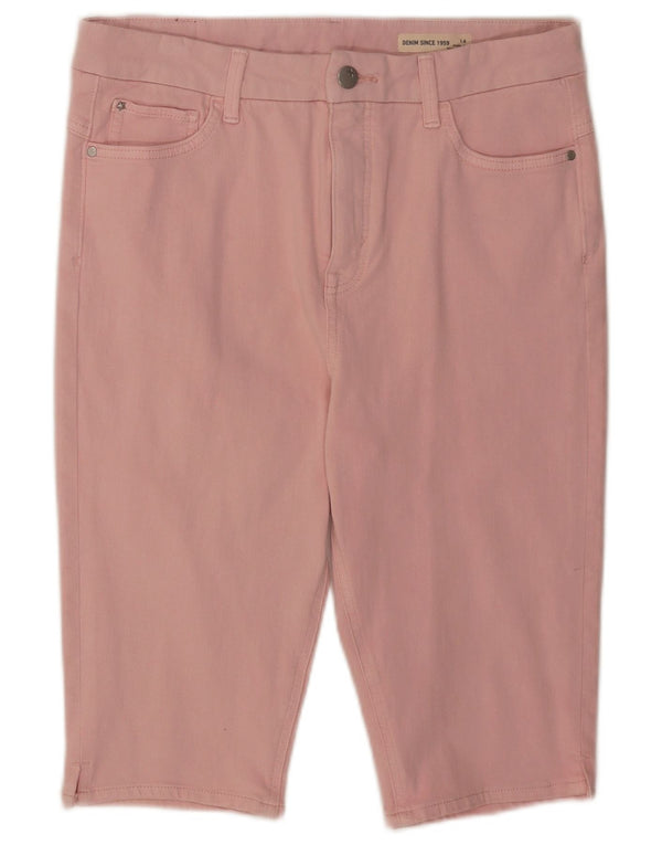 Marks & Spencer Pantalones cortos casuales de cintura alta para mujer UK 14 Medium W32 Rosa
