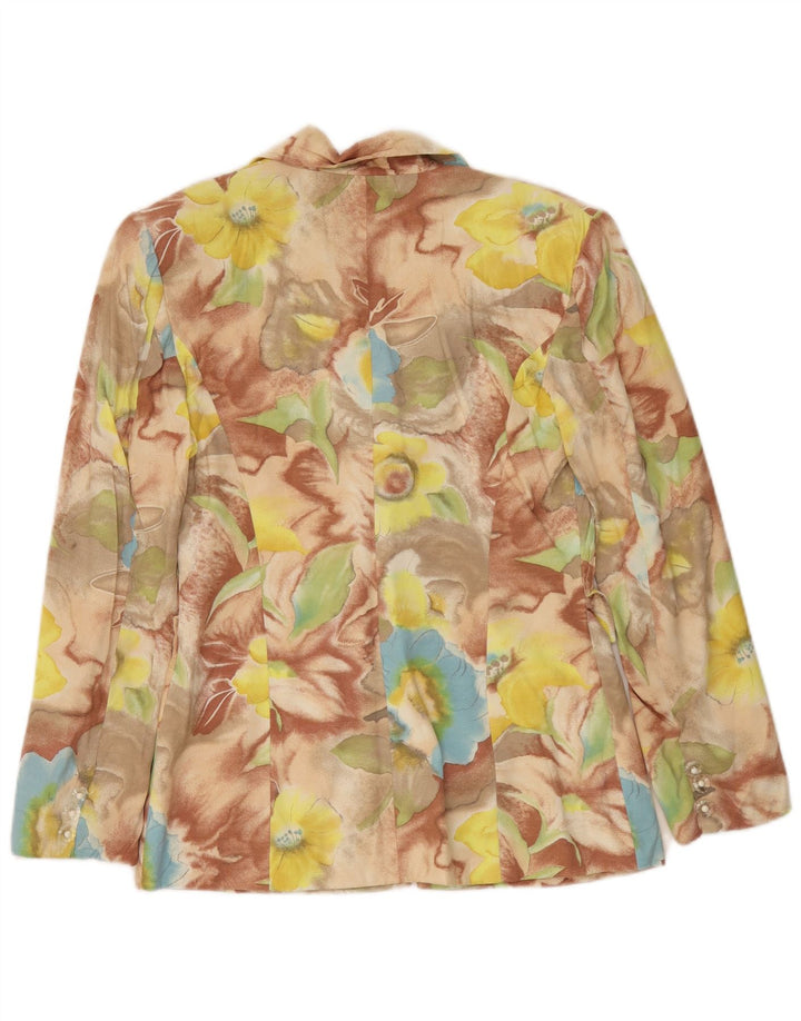Vintage mujer 4 botones Blazer chaqueta Reino Unido 10 pequeño multicolor floral