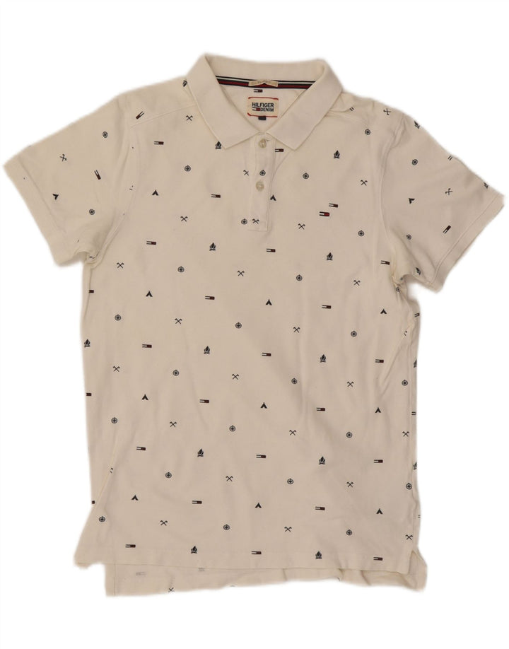 TOMMY HILFIGER Polo de corte slim con gráfico para hombre Algodón blanco roto medio