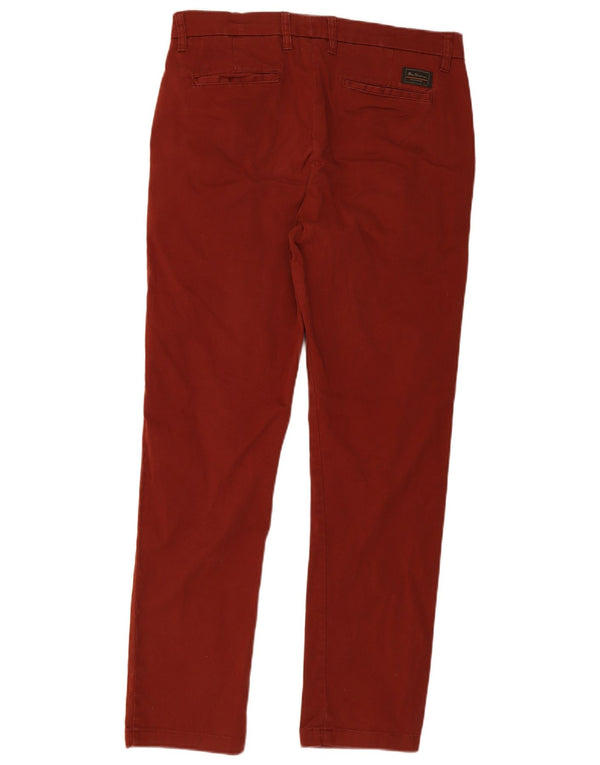 Ben Sherman Pantalones chinos ajustados para hombre W34 L32 Algodón burdeos