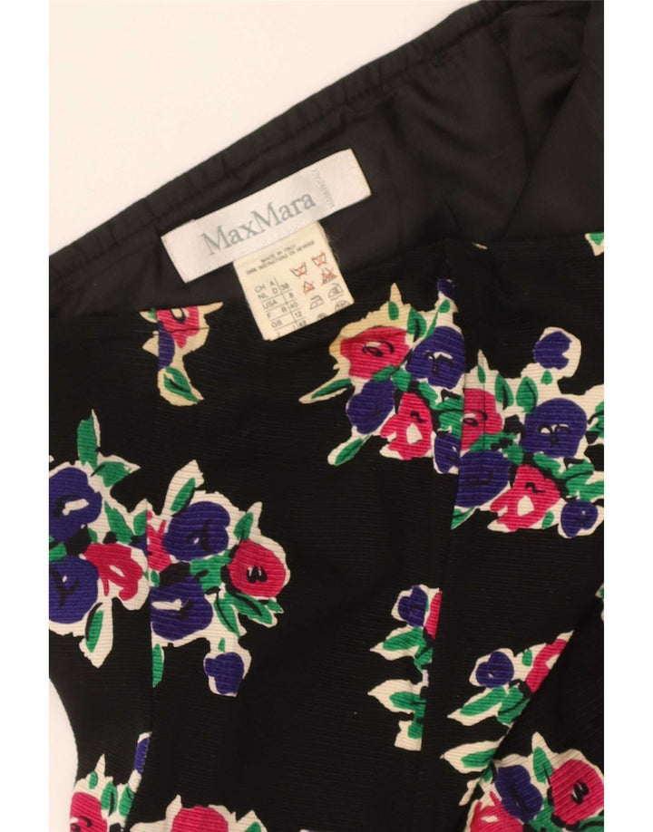 Max Mara Vestido sin Tirantes para Mujer UK 40 Mediano Algodón Floral Negro