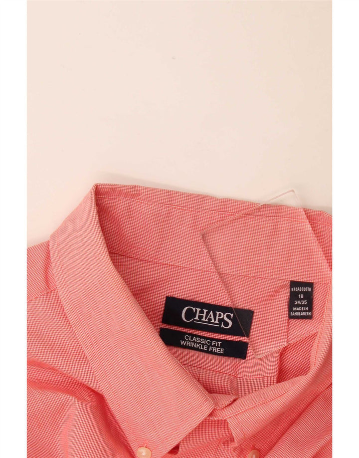 Chaps Camisa de ajuste clásico para hombre, talla 18, 2XL, algodón de pata de gallo rosa