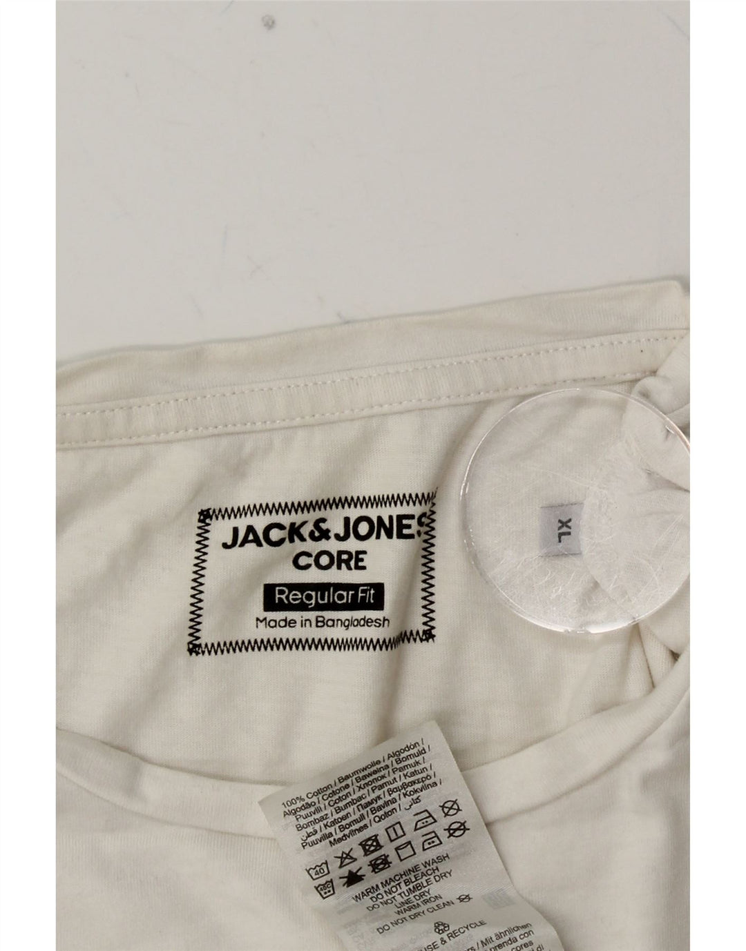 JACK & JONES Hombre Regular Fit Camiseta Gráfica Top XL Algodón Blanco
