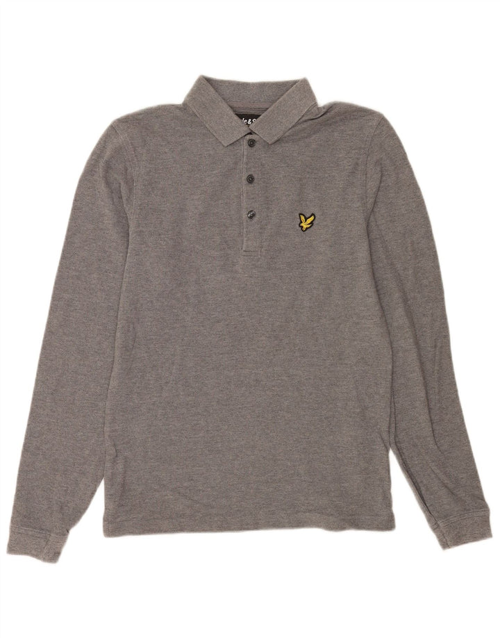 Lyle & Scott Polo de manga larga para hombre pequeño de algodón gris