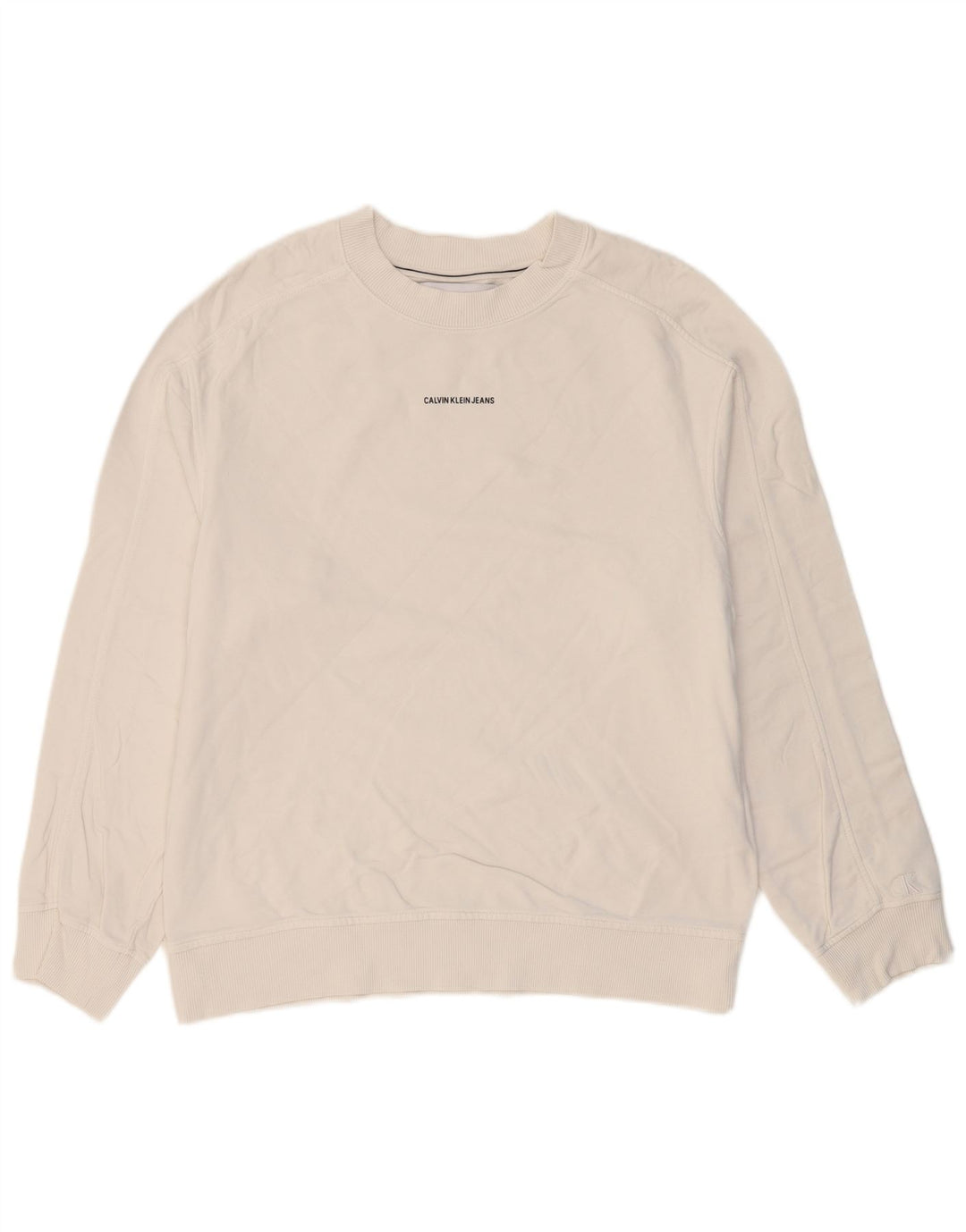 CALVIN KLEIN JEANS Sudadera Hombre Jersey Medio Blanco Algodón