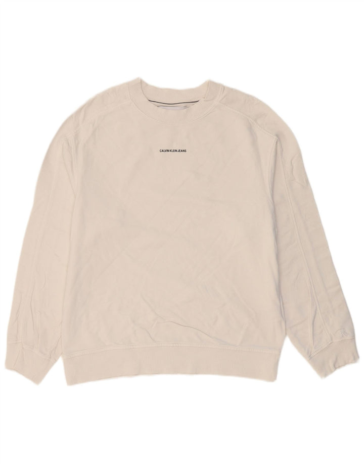 CALVIN KLEIN JEANS Sudadera Hombre Jersey Medio Blanco Algodón