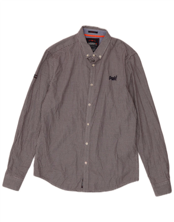 Camisa Superdry Hombre De Algodón Con Pata De Gallo En Burdeos Medio
