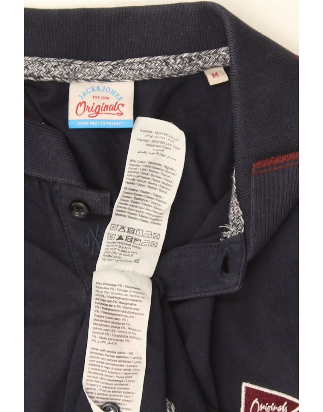 JACK & JONES Polo Hombre Algodón Azul Marino Medio