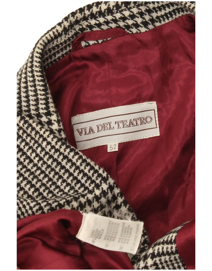 VINTAGE Chaqueta Blazer de 2 Botones para Hombre IT 52 XL Lana de Pata de Gallo Negra