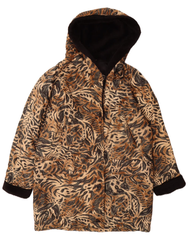 FUCHS & SCHMITT Parka con capucha para mujer ES 40 XL Marrón Estampado animal