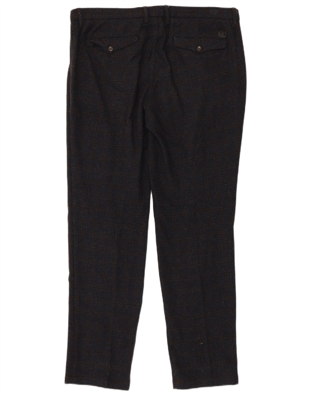 Pantalón De Traje Recto Hombre Trussardi W38 L33 Azul Marino A Cuadros