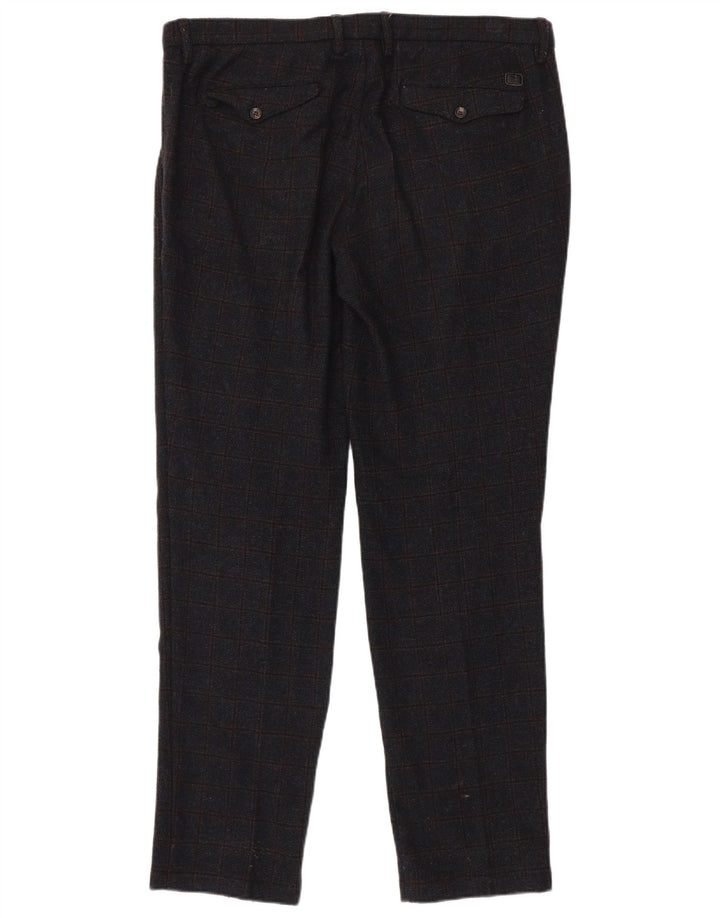 Pantalón De Traje Recto Hombre Trussardi W38 L33 Azul Marino A Cuadros