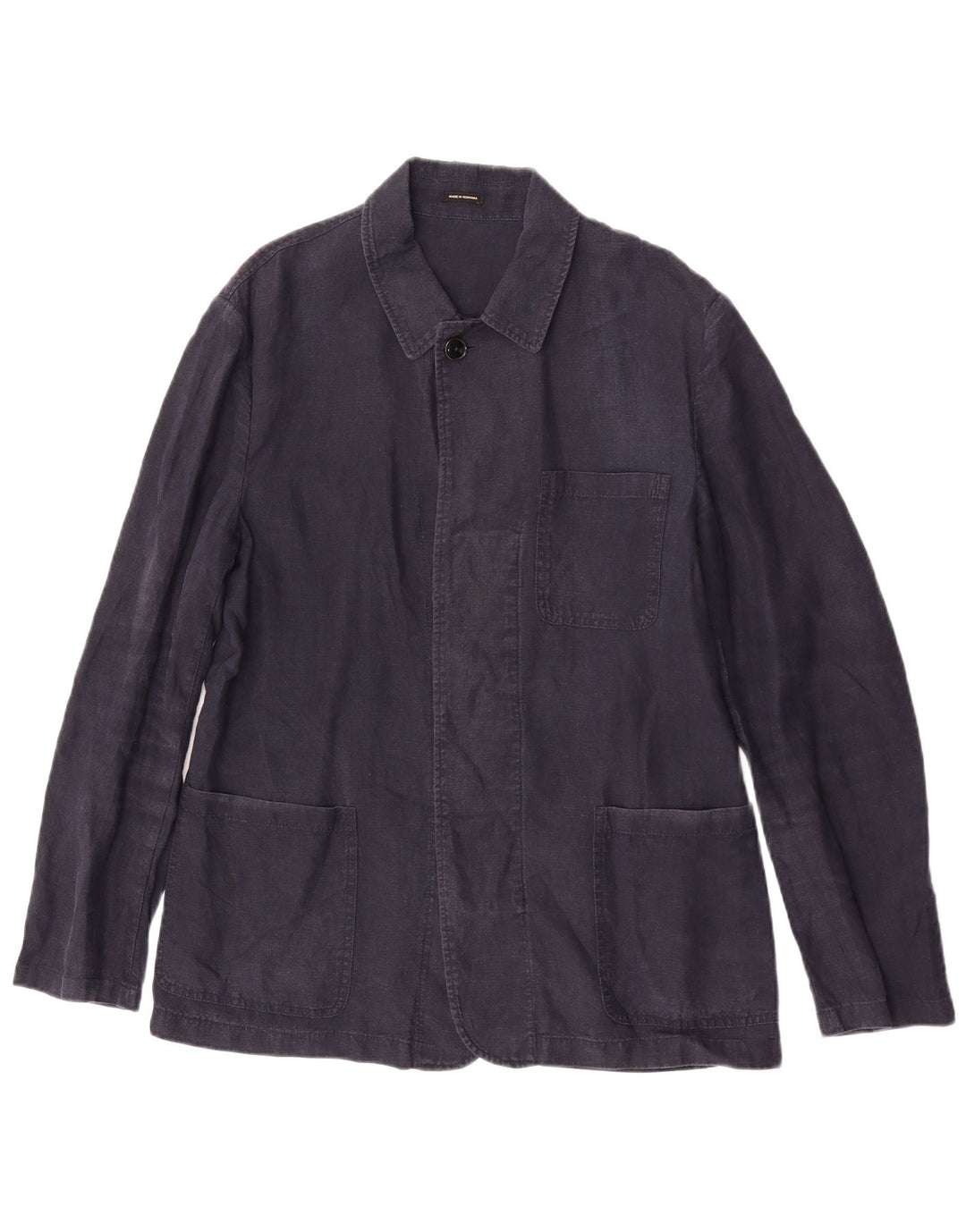 Massimo Dutti Chaqueta utilitaria para hombre UK 40 Large Lino azul marino