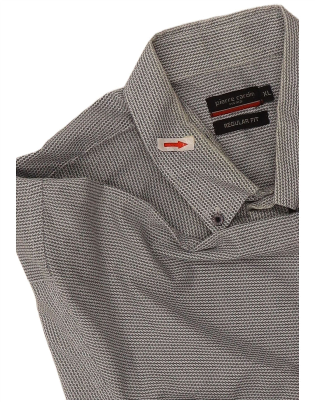 Pierre Cardin Camisa de manga corta para hombre de ajuste regular XL Gris Chevron Poliéster