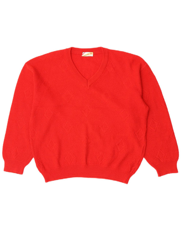 Mazzonetto Jersey con Cuello en V para Hombre Small Red Argyle/Diamond