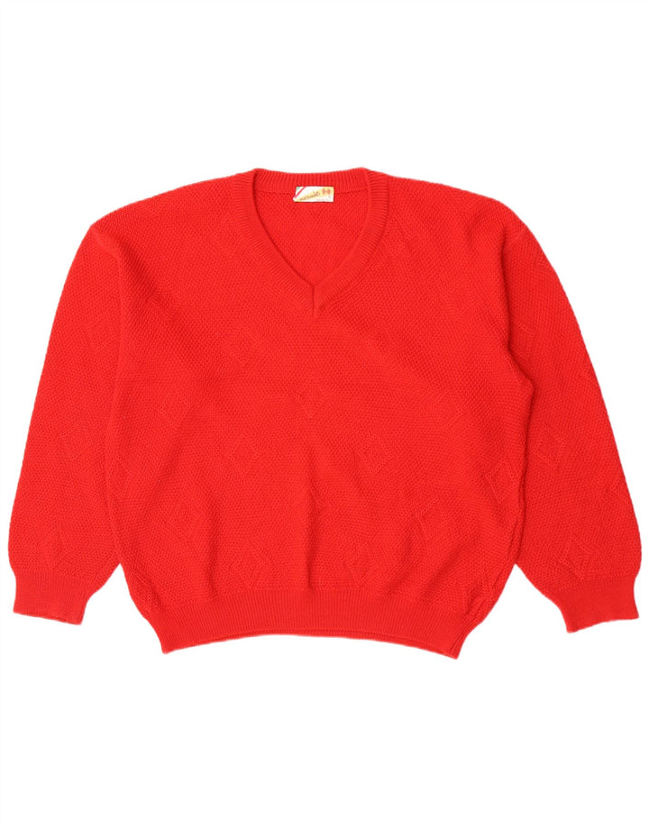 Mazzonetto Jersey con Cuello en V para Hombre Small Red Argyle/Diamond
