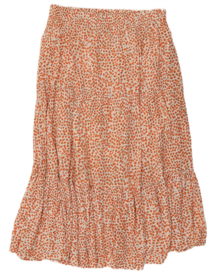 FRENCH CONNECTION Falda acampanada para mujer US 8 Mediana W30 Naranja Floral