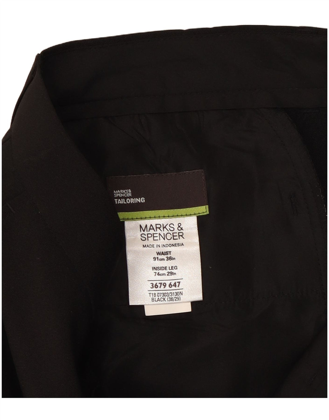 Marks & Spencer Pantalón chino recto para hombre W36 L29 Poliéster negro