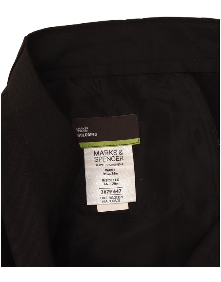 Marks & Spencer Pantalón chino recto para hombre W36 L29 Poliéster negro