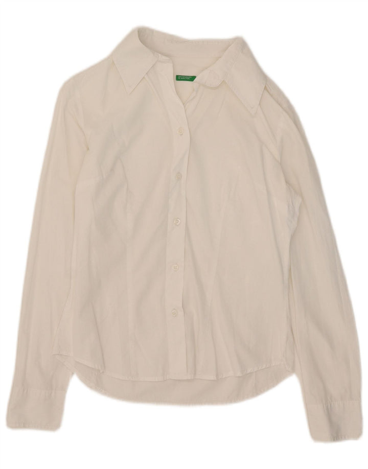 Camisa Benetton Mujer ES 42 Mediano Blanco