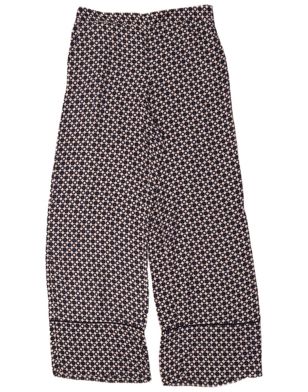 Zara Mujer Pantalones Anchos De Cintura Alta Mediano W28 L32 Azul Geométrico