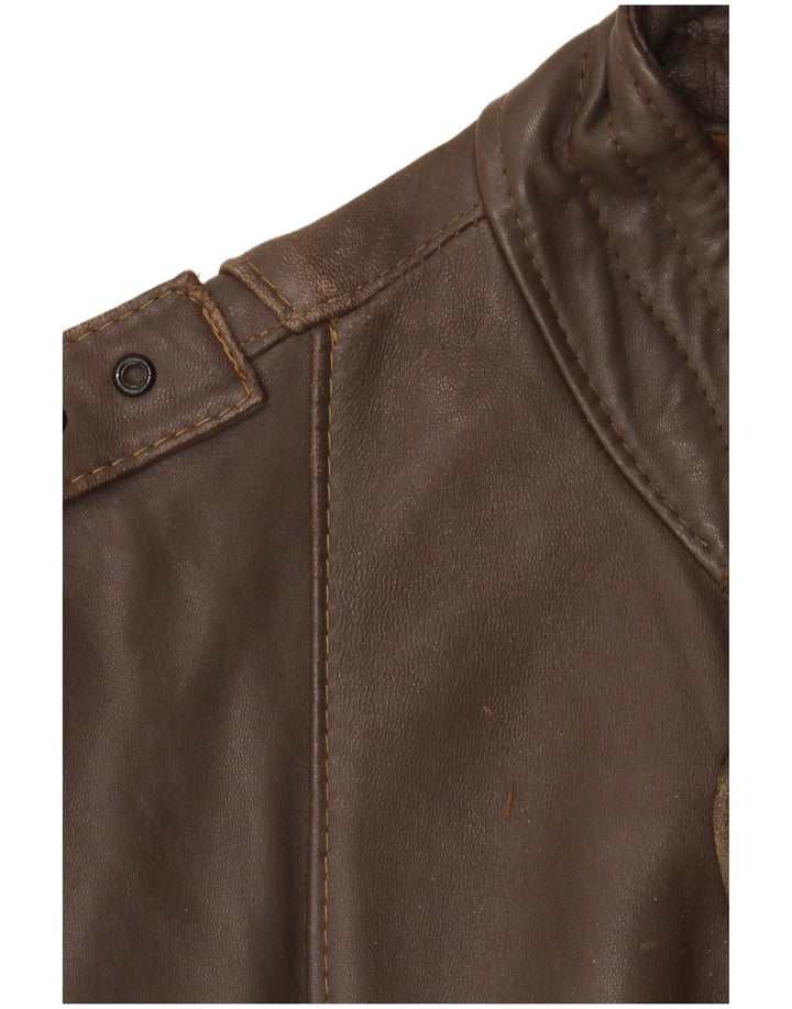 Chaqueta de cuero militar vintage para hombre IT 52 XL Marrón