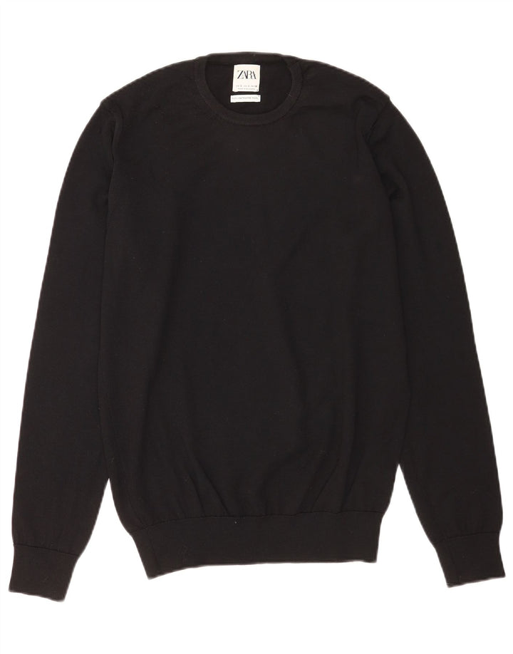 Zara Hombre Jersey Cuello Redondo Jersey Small Lana Negra
