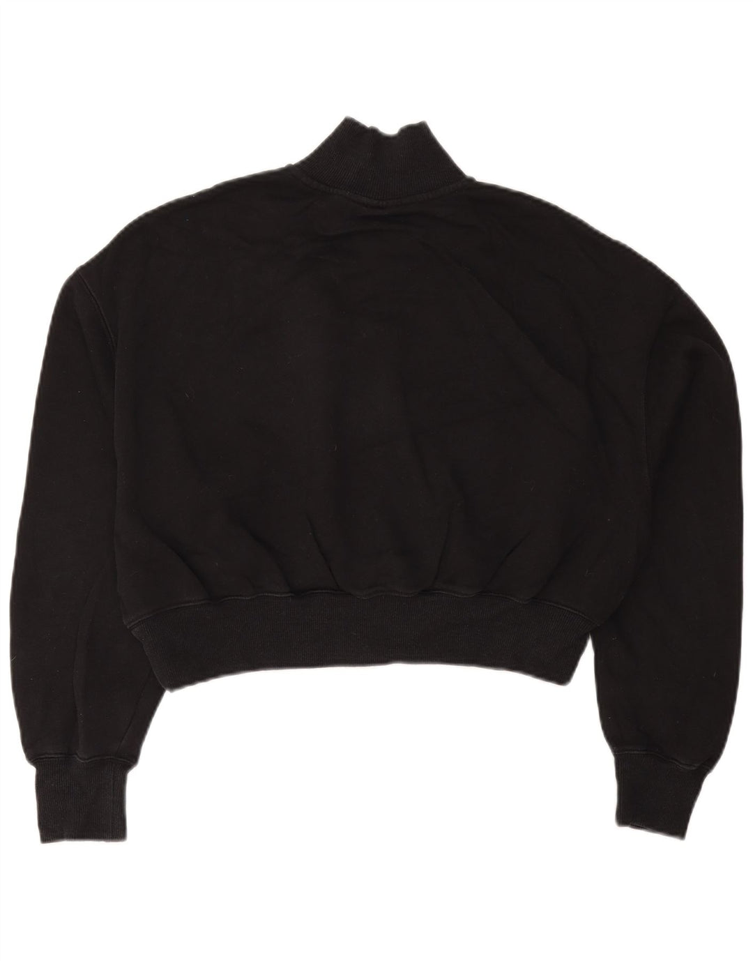 NIKE Sudadera corta con cuello y cremallera para mujer, talla M, algodón negro