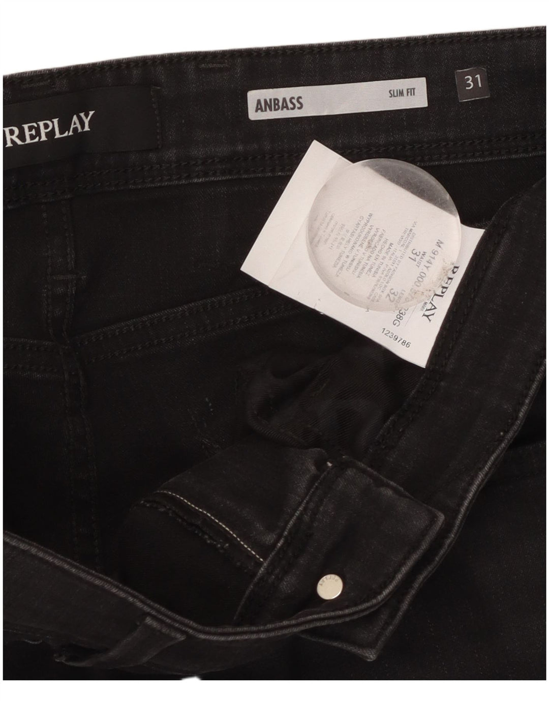 Replay Mujer Anbass Slim Jeans W31 L32 Algodón Negro
